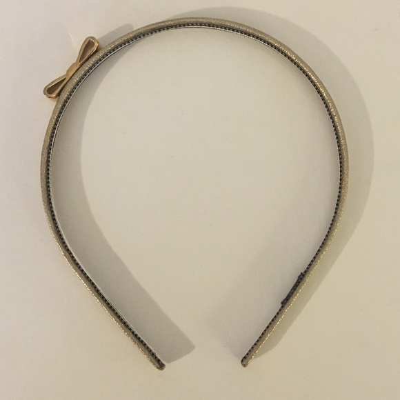 Henri Bendel Accessories - Henri Bendel Gold Bow & Pebbled Leather Headband
